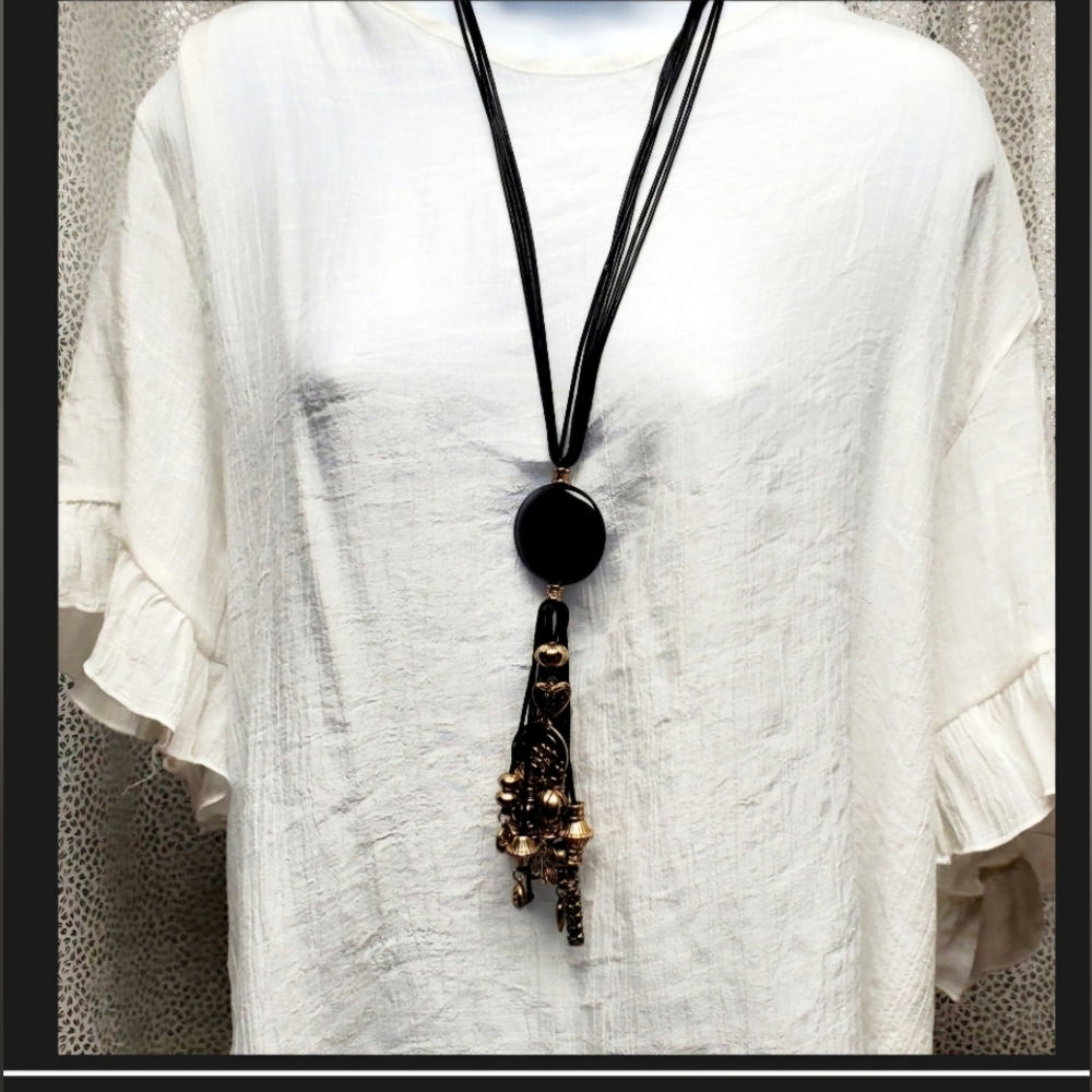 Bulky Charm Corded Necklace